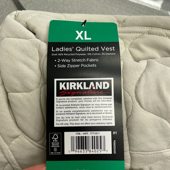 Ladies Quilted Vest Women's XL Kirkland Signature Stretch Fabric Beige N0011 - Picture 5 of 9